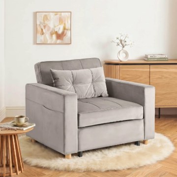 Mebel Elite Раскладной кресло Solor, серый велюр, ME.SOLOR2/P/V/FW - Home Club