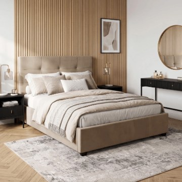 Mebel Elite Ліжко 140x200 Tinga, велюрове, бежеве, ME.TINGA/140/BZ/V/LOZZPOJ - Home Club