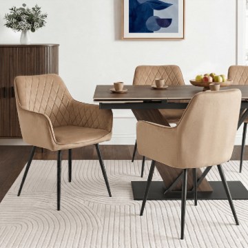 Mebel Elite Стул Bresso, бежевый, велюровый, ME.BRESSO/BZ/CZ/V/K - Home Club