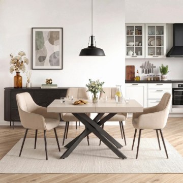 Mebel Elite Стіл Hampton, розкладний, 160–240 см, кашмір/чорний, ME.HAMPTON/KASZ/CZ/S160-240 - Home Club