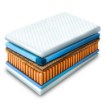 Двуспальный поролоновый матрас 140x200 см с карманными пружинами, жесткий (H3), HAVANA 7 ЗОН, кокосовое волокно