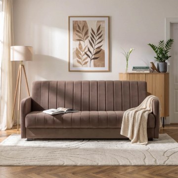 Mebel Elite Раскладной диван Porto, коричневый, велюровый, PPHUE.PIEER/SALLY3/WER - Home Club