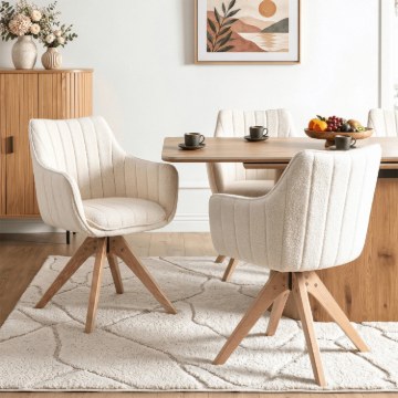Mebel Elite Вращающееся кресло Lemon кремового цвета из ткани «букле», ME.LEMON/KR/TB/K - Home Club