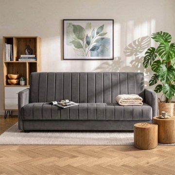 Mebel Elite Раскладной диван Porto, серый, велюровый, PPHUE.PIEER/SALLY9/WER - Home Club