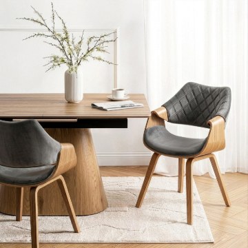 Mebel Elite Стул Luise из велюра серого цвета с гнутой фанерой, ME.LUISE/P/DZ/V/DG/K - Home Club