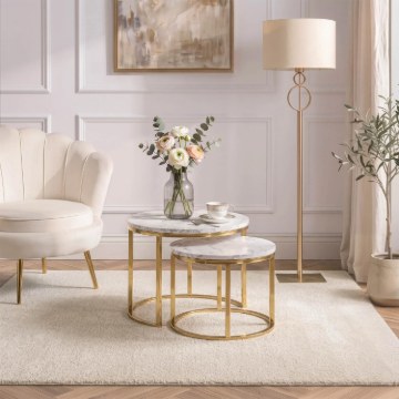 Mebel Elite Набор столиков Olis «Мрамор золотой», ME.OLIS/M/ZL/L - Home Club