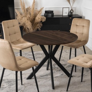 Mebel Elite Стіл Lauren 80 см, горіх/чорний, ME.LAUREN/O/CZ/S80 - Home Club