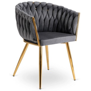 Mebel Elite Стул Capi, серый, плетеный, велюровый, ME.CAPI/P/ZL/V/K - Home Club