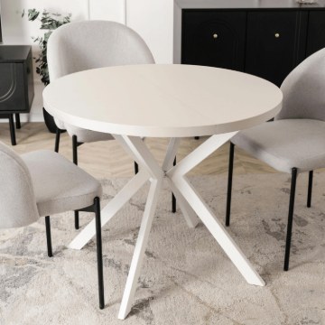 Mebel Elite Стіл Lugo, розкладний, 90–190 см, кашмір/білий, ME.LUGO/KASZ/B/S - Home Club