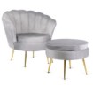 Mebel Elite Крісло Grand з підніжкою, сіре велюрове, ME.GRAND/P/V/FW - Home Club