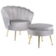 Mebel Elite Крісло Grand з підніжкою, сіре велюрове, ME.GRAND/P/V/FW - Home Club