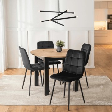 Mebel Elite Комплект: стол Harry (102–142 см) из дуба Artisan/черного цвета и 4 стула Peru черного цвета, W.HARRY/DA/CZ/S/PERU/CZ/V/Z4/K - Home Club