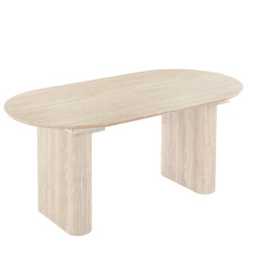 Mebel Elite Стіл Oval, розкладний, 180–220 см, травертин, ME.OVAL/TRAW/S - Home Club