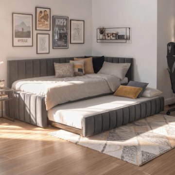 Mebel Elite Кровать 120x200 Villemo, серая, велюровая, ME.VILLEMO/120/90/CP/V/LOZWYS - Home Club