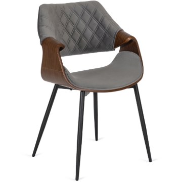 Mebel Elite Стул Dakota, серый/орех, велюр, ME.DAKOTA/P/O/V/K - Home Club
