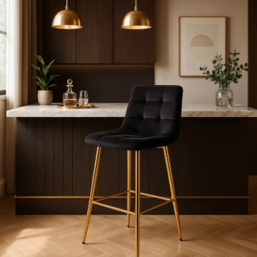 Mebel Elite Барный стул Ariel, черный, велюровый, ME.ARIEL/CZ/ZL/V/H - Home Club