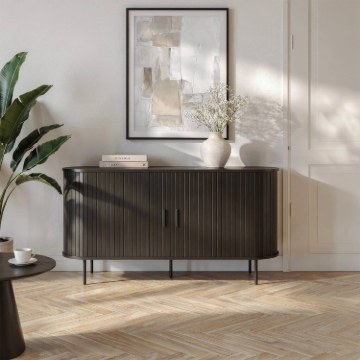 Mebel Elite Комод Trish 140 см, двухдверный, с выдвижными ящиками, чёрный, ME.TRISH/CZ/KOM140 - Home Club