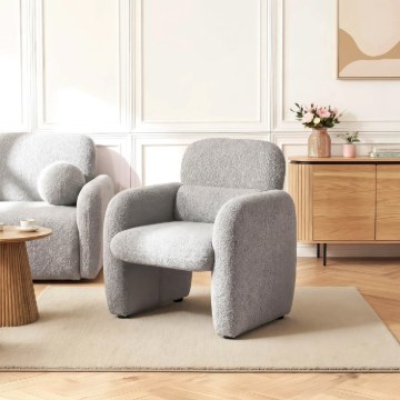 Mebel Elite Кресло для отдыха Togo, серого цвета, из ткани «букле», ME.TOGO/P/TB/FW - Home Club