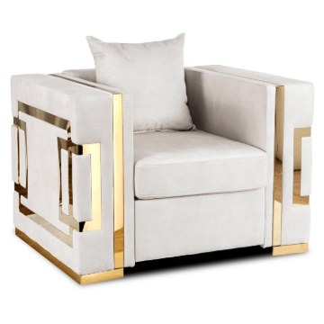 Mebel Elite Кресло Pallazo 1S кремово-золотистого цвета, ME.PALLAZO1S/KR/ZL/V/FW - Home Club