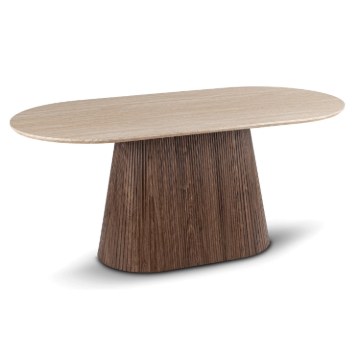 Mebel Elite Стіл Gianni, овальний, 180 см, травертин/горіх, ME.GIANNI/TRAW/O/S - Home Club