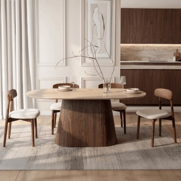 Mebel Elite Стіл Gianni, овальний, 180 см, травертин/горіх, ME.GIANNI/TRAW/O/S - Home Club