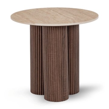 Mebel Elite Столик Almeria 50 см, травертин/орех, ME.ALMERIA/TRAW/O/L - Home Club