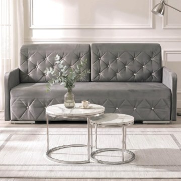 Mebel Elite Набор керамических столиков Amara «Белый мрамор/Серебристый», ME.AMARA/BM/SR/CER/L - Home Club