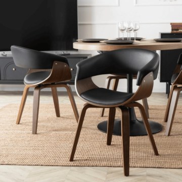 Mebel Elite Стул Gary из экокожи, черный/орех, ME.GARY/CZ/O/DG/E/K - Home Club
