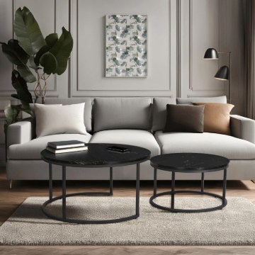 Mebel Elite Набор столиков Mauro Max, черный мрамор, ME.MAXMAURO/CZM/CZ/L - Home Club