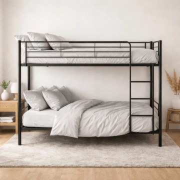 Mebel Elite Двухъярусная кровать Rodez 90x200 для детей, черная, ME.RODEZ/90/CZ/LOZP - Home Club