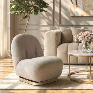 Mebel Elite Кресло для отдыха Sonny, вращающееся, серого цвета, из ткани «букле», ME.SONNY/P/ZL/TB/FW - Home Club