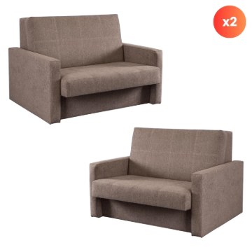 Mebel Elite Комплект из 2 двухместных кресел-кроватей Milan 2, бежевого цвета, PPHUE.MAJA2/POLARIS4/Z2/FW - Home Club