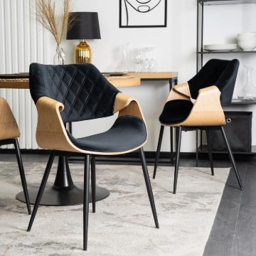 Mebel Elite Стул Dakota, черный/золотой дуб, велюр, ME.DAKOTA/CZ/D/V/K - Home Club