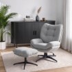 Mebel Elite Поворотное кресло для отдыха Fremont с подставкой для ног, серого цвета, ME.FREMONT/P/CZ/T/FW - Home Club, изображение 2