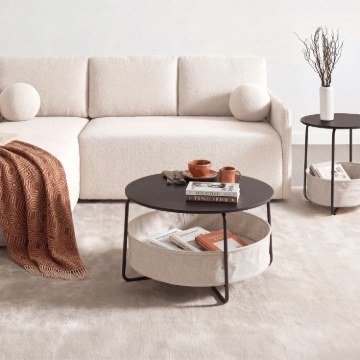 Mebel Elite Столик Dora, чёрный/бежевый, ME.DORA/CZ/BZ/L - Home Club