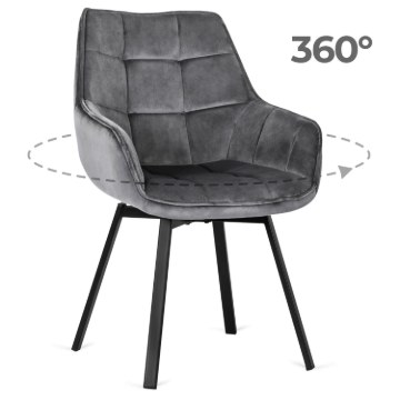 Mebel Elite Вращающееся кресло Luna, серое велюровое, ME.LUNA/P/V/K - Home Club
