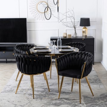 Mebel Elite Стул Capi, чёрный, плетеный, велюровый, ME.CAPI/CZ/ZL/V/K - Home Club