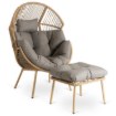 Mebel Elite Садовое кресло для отдыха с подставкой для ног Portland, серого цвета, ME.PORTLAND/P/NAT/T/FW - Home Club