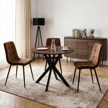 Mebel Elite Стол Lauren 90 см, орех/чёрный, ME.LAUREN/O/CZ/S90 - Home Club