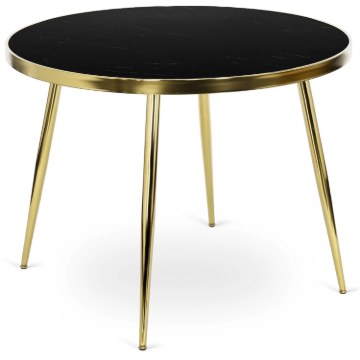 Mebel Elite Стол Tinga 100 см, стеклянный, чёрный/золотой, ME.TINGA/CZ/S - Home Club