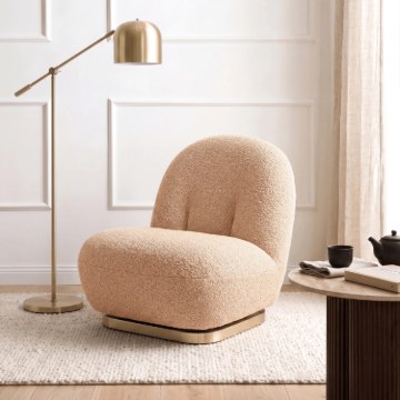 Mebel Elite Кресло для отдыха Sonny, вращающееся, оранжевое, из ткани «букле», ME.SONNY/BZ/ZL/TB/FW - Home Club