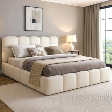 Mebel Elite Ліжко 140x200 Murcja з ящиком для речей, кремове, з тканини букле, ME.MURCJA/140/KR/TB/LOZZPOJ - Home Club