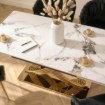 Mebel Elite Стіл Ibiza, керамічний, розкладний, 160–240 см, білий мармур/золотий, ME.IBIZA/B/ZL/S160-240 - Home Club, Зображення 5