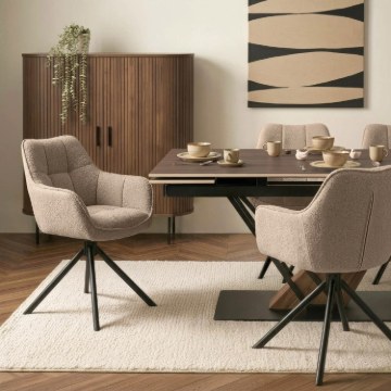 Mebel Elite Вращающееся кресло Peony бежевого цвета с букле-тканью, ME.PEONY/BZ/T/K - Home Club