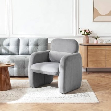 Mebel Elite Кресло для отдыха Togo, серое, велюровое, ME.TOGO/P/V/FW - Home Club