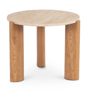 Mebel Elite Столик Travertino 60 см, травертин/дуб, ME.TRAVERTINO/TRAW/D/L - Home Club