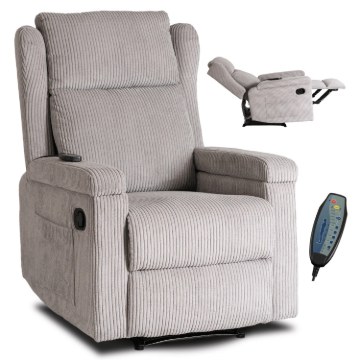 Mebel Elite Раскладной массажный кресло Sebastian, серого цвета, из вельвета, ME.SEBASTIAN/P/SZTR/FW - Home Club