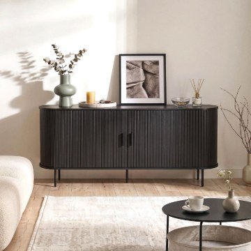 Mebel Elite Комод Trish 180 см, двухдверный, с выдвижными ящиками, черный, ME.TRISH/CZ/KOM180 - Home Club