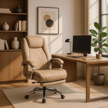 Mebel Elite Вращающееся кресло Giorgio с функцией массажа и подогрева, бежевого цвета, ME.GIORGIO/BZ/E/FO - Home Club