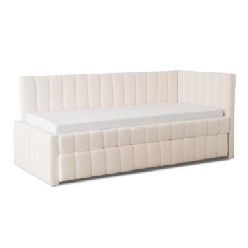 Mebel Elite Ліжко 90x200 Villemo, кремове, з букле, ME.VILLEMO/90/90/KR/TB/LOZWYS - Home Club